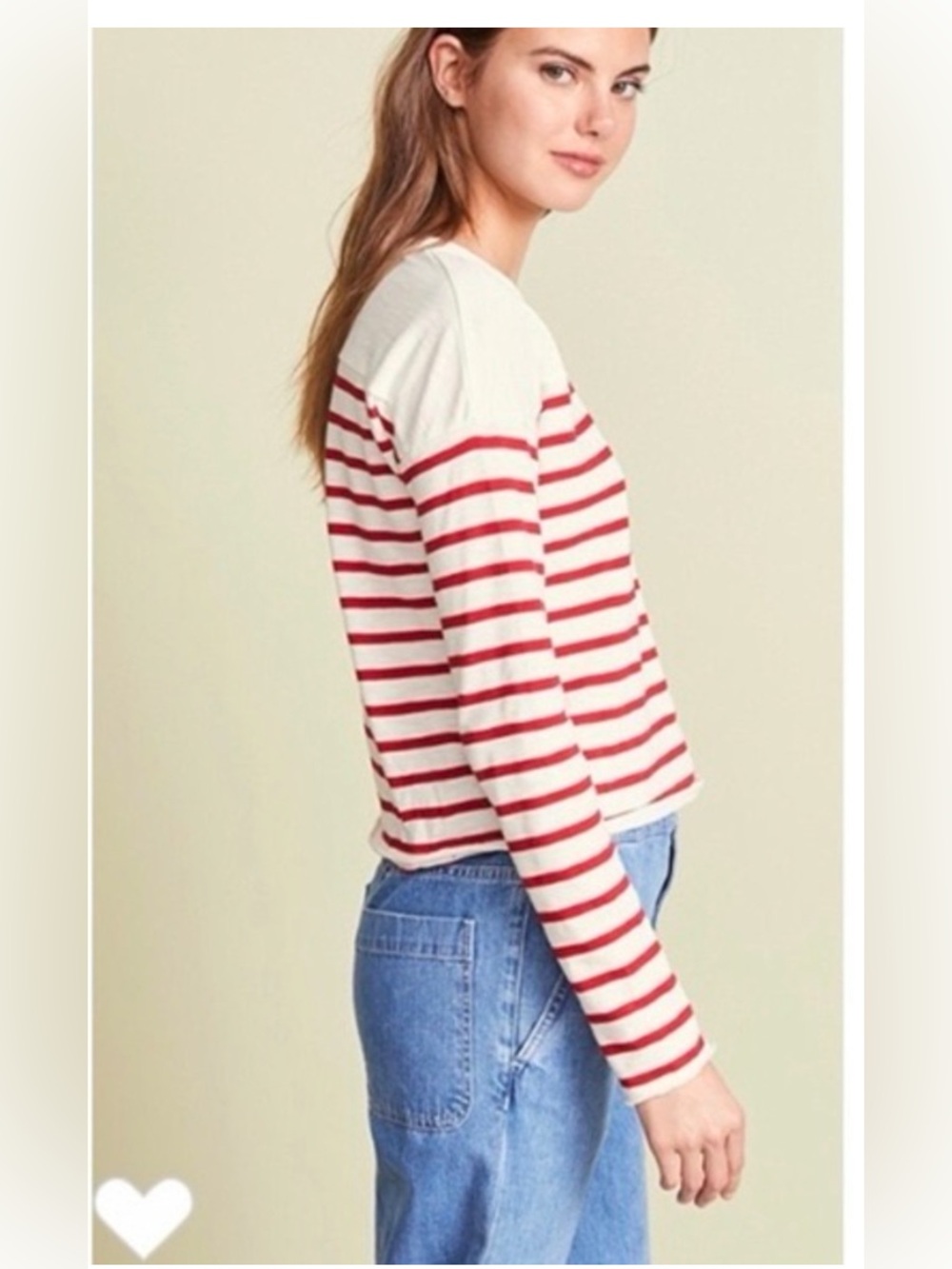 rag & bone 100%Cotton Red & White Striped Long-Sleeve Top